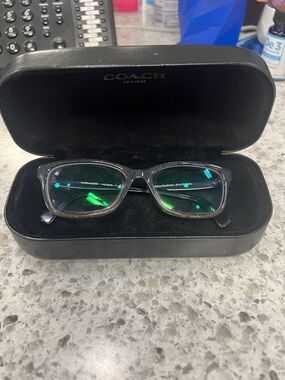 Coach Black Glitter Rectangular Eyeglasses